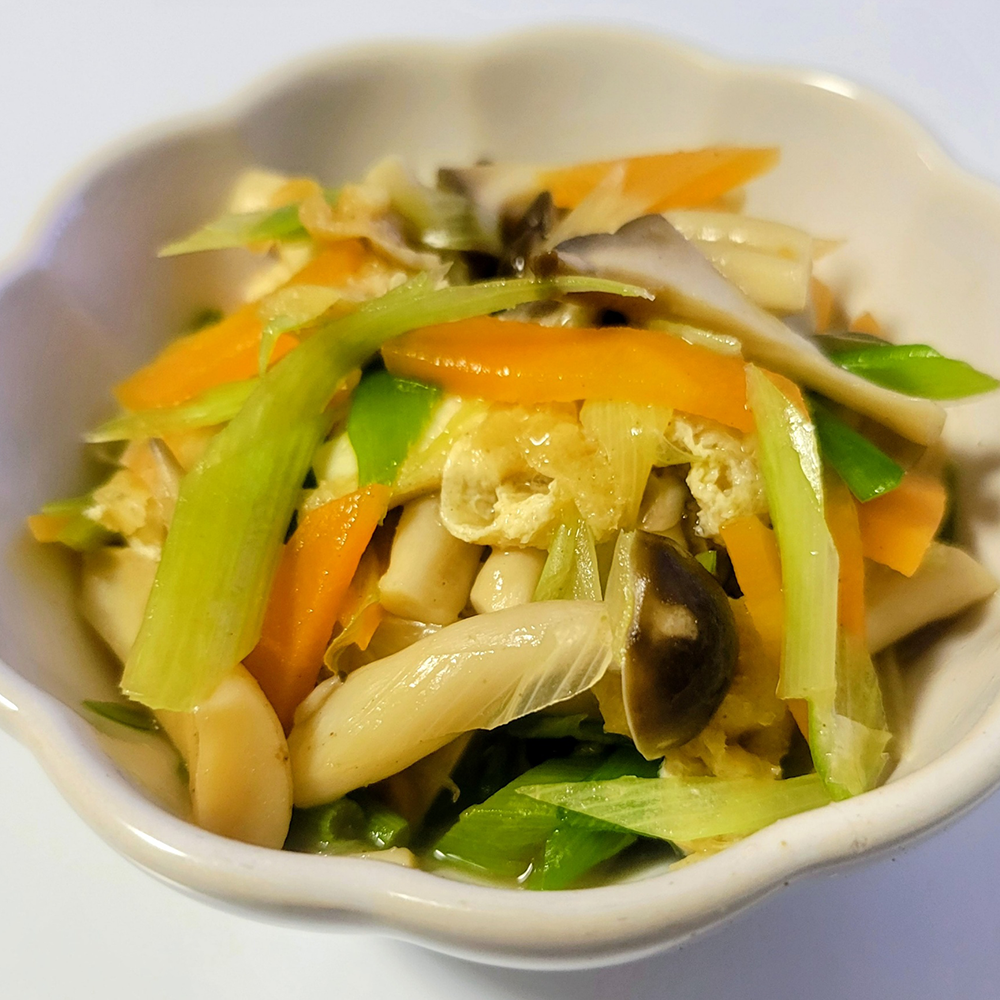 長ねぎときのことにんじんの煮浸し