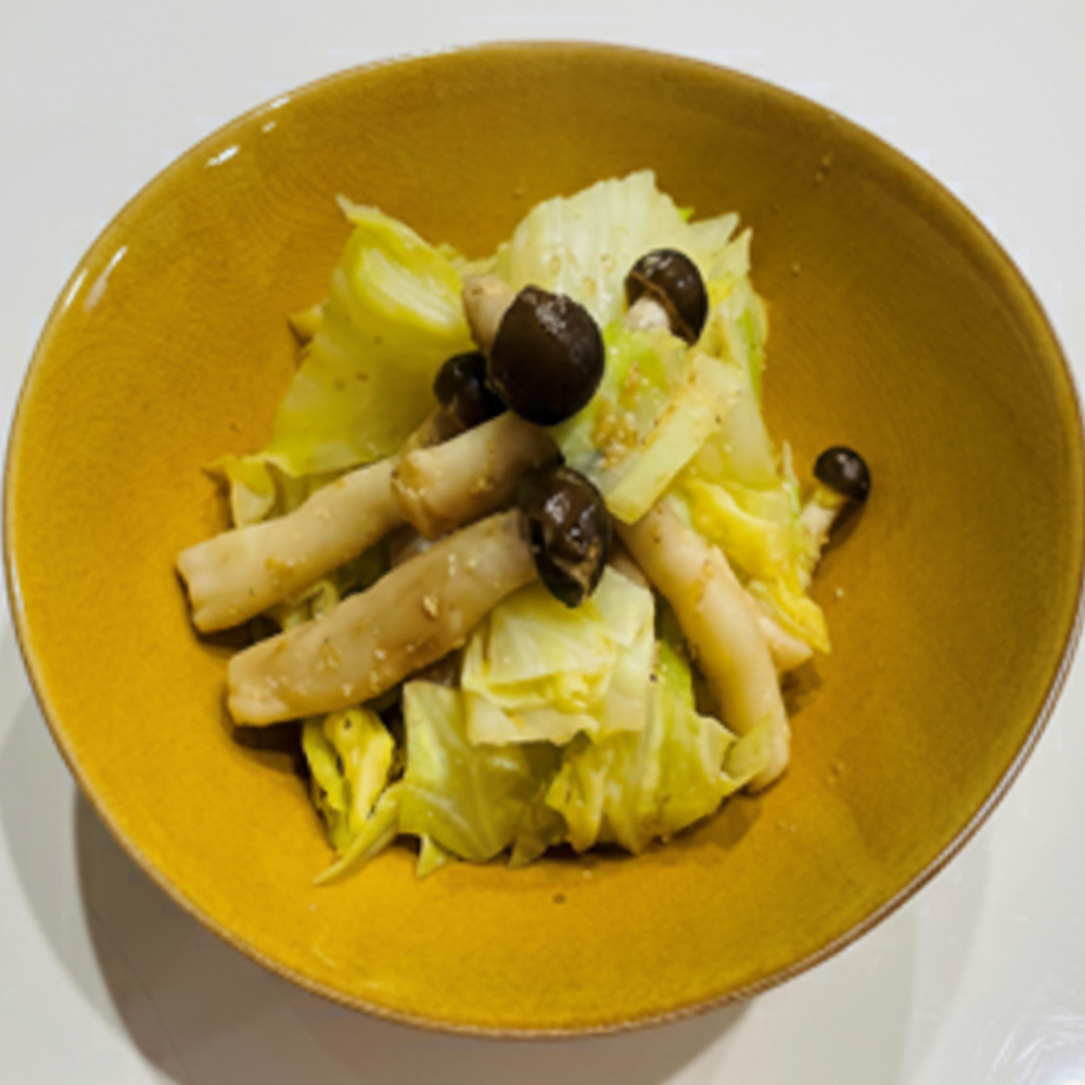 キャベツとしめじの胡麻和え
