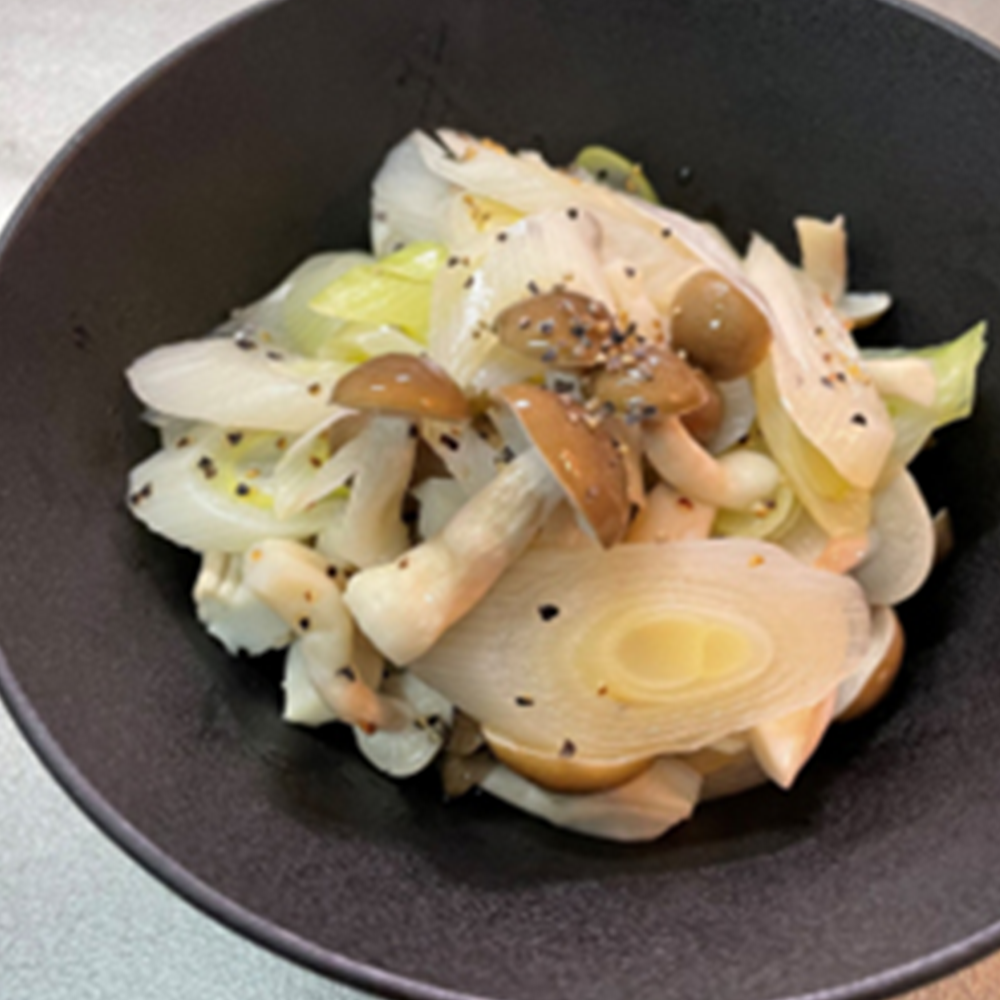 きのことネギのごま油和え